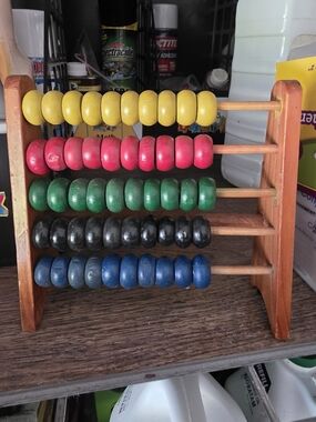 Classic Wooden Abacus Toy with Yellow, Red, Green, Black, and Blue Beads